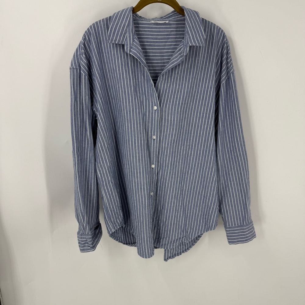 Beachlunchlounge 100% cotton Blue Striped Shirt XL